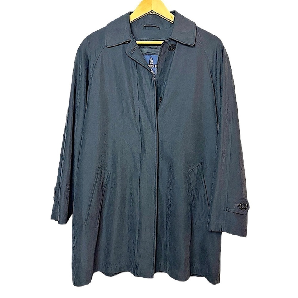 London Fog Black Faux Suede Water Resistant Raincoat with Removable Liner Size M